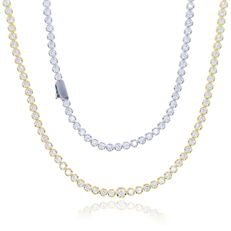 Iced out hip hop necklace paved 5A cz tennis chain choker plated gold silver for women men wedding jewerly drop ship