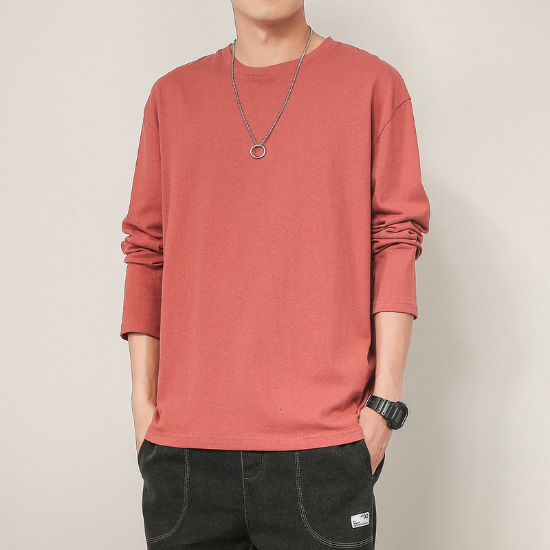 Men's T-Shirts Spring/Summer Men's Cotton Long Sleeve O-Neck T-shirt Casual Black Grey Men's Coat 230407