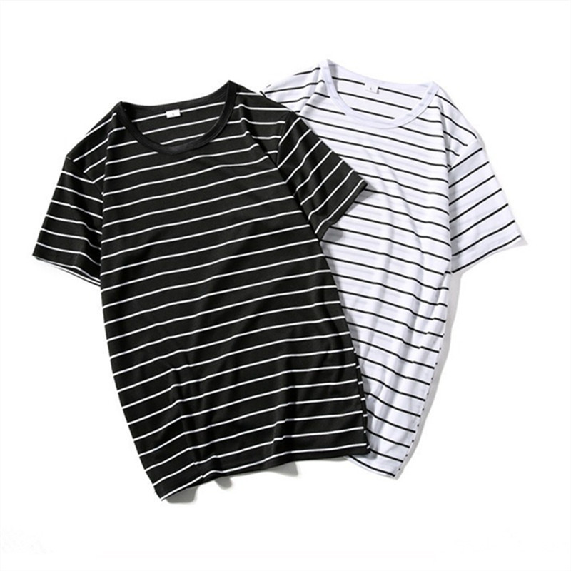 Men's T-Shirts Summer men's striped T-shirt Short sleeved men's street clothing Fashion striped top Casual O-neck T-shirt Men's T-