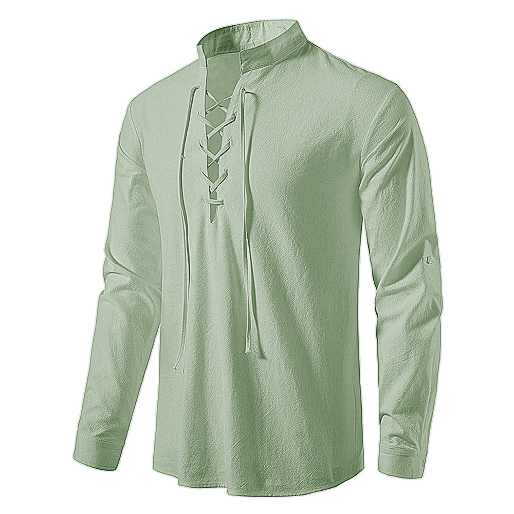 Mens TShirts Casual Blouse Cotton Linen Tops Long Sleeve Tee Spring Autumn Slanted Placket Vintage Yoga s 230406
