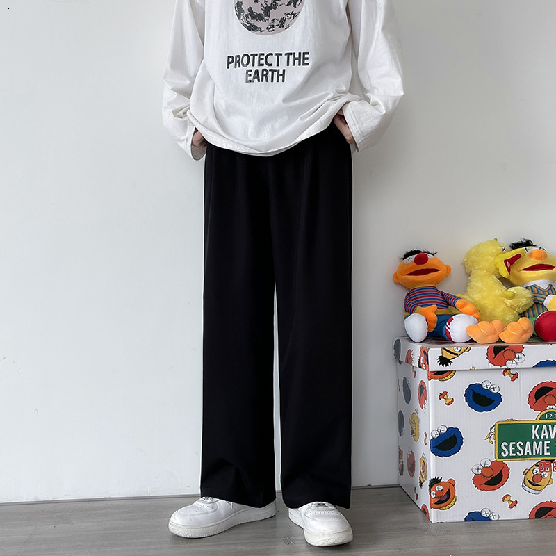 Men's Pants Men's casual wide leg suit pants loose straight Trousers Spring/Summer solid color oversized bottom vintage men's clothing 