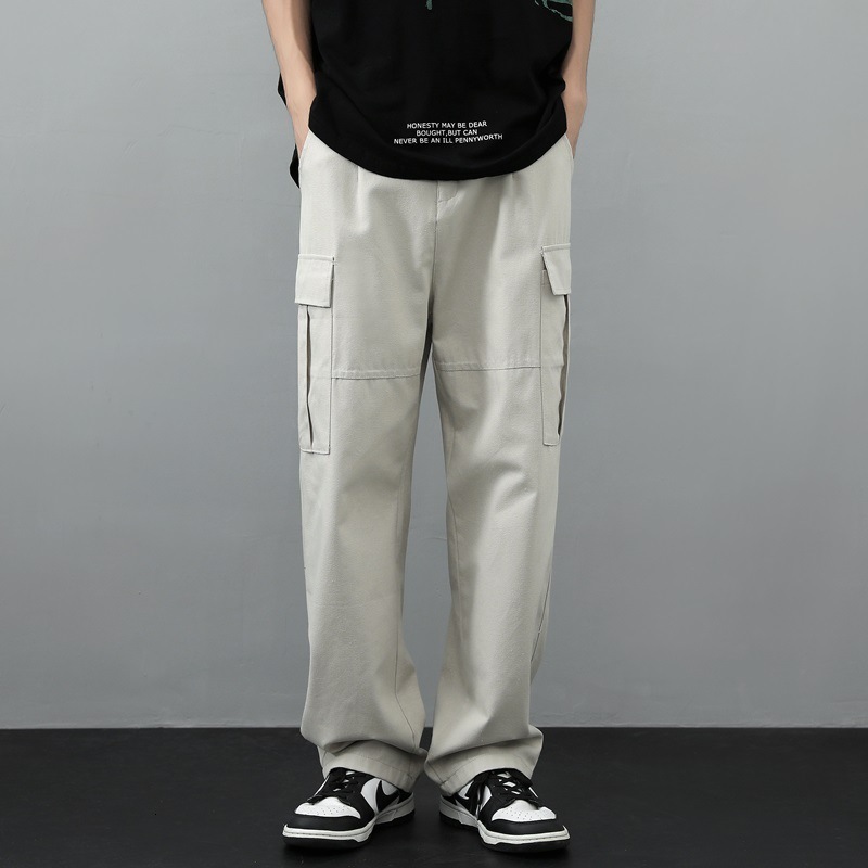 Men's Pants SALSPOR Multi Pocket Trousers Men's Loose Pants Side Button Breathable Printed Sports Pants Loose Casual Cargo Pants 230407