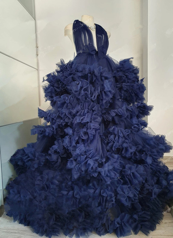 Maternity prom occasion Dresses Lush Ruffles Tulle fuchsia Pregnant Women Custom Made Fluffy Photo shoot evening gown robes