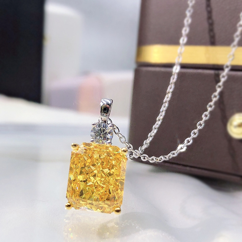 Fine Chocker Necklace White Gold Filled Engagement Wedding Pendants Necklace For Women Bridal Promise Jewelry Gift