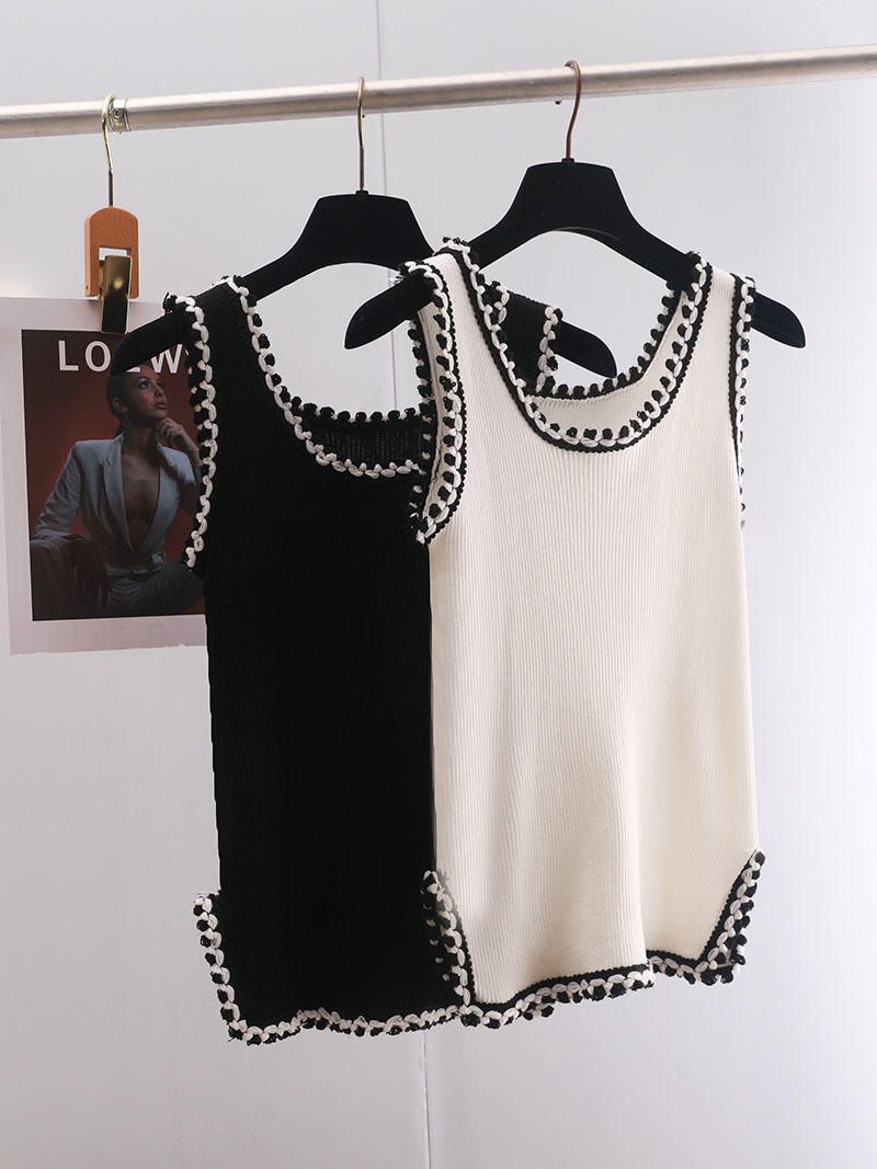 Camisoles Tanks Split Elegant Spring/Summer Women's O-Neck Knitted Tank Top Baisc Camis Casual Sleeveless Tank Top Women's Slim Tank Top Sho