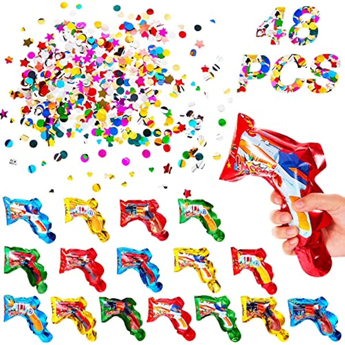 Inflatable Fireworks Gun Handheld Confetti Toy Fireworks Gun for Festivals and Celebrations Birthday Wedding Valentine's Day Party Supplies