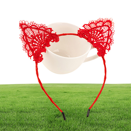 MLJY Sexy Lace headwear Cat Ears Headband For Women Girls Hairband Multicolor Hair Hoop Hair Accessories 20pcslot