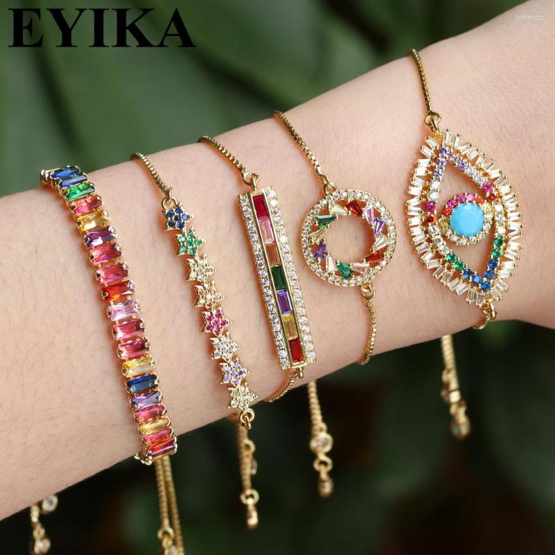 Charm Bracelets EYIKA Bohemian Rainbow Tennis Bracelet Square Star Round Women Jewelry Pave Cubic Zirconia Bangle Box Chain For Party/Gift
Charm Bracelets EYIKA Bohemian Rainbow Tennis Bracelet Square Star Round Women Jewelry Pave Cubic Zirconia Bangle Box Chain For Party/Gift