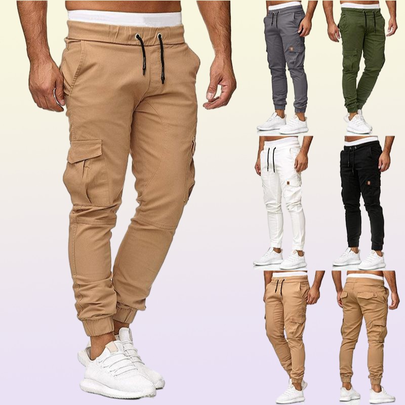 Men Pants 95 Cotton Cargo Pants style Slim Fit Outwear Sportswear Sweatpants Joggers Sweats Men Khaki Army Green8519703