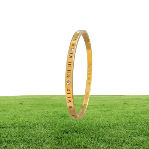 Bangles bracelet designer jewerly Women Hollowedout Roman number bangle Rose gold bracelets for couples with openings