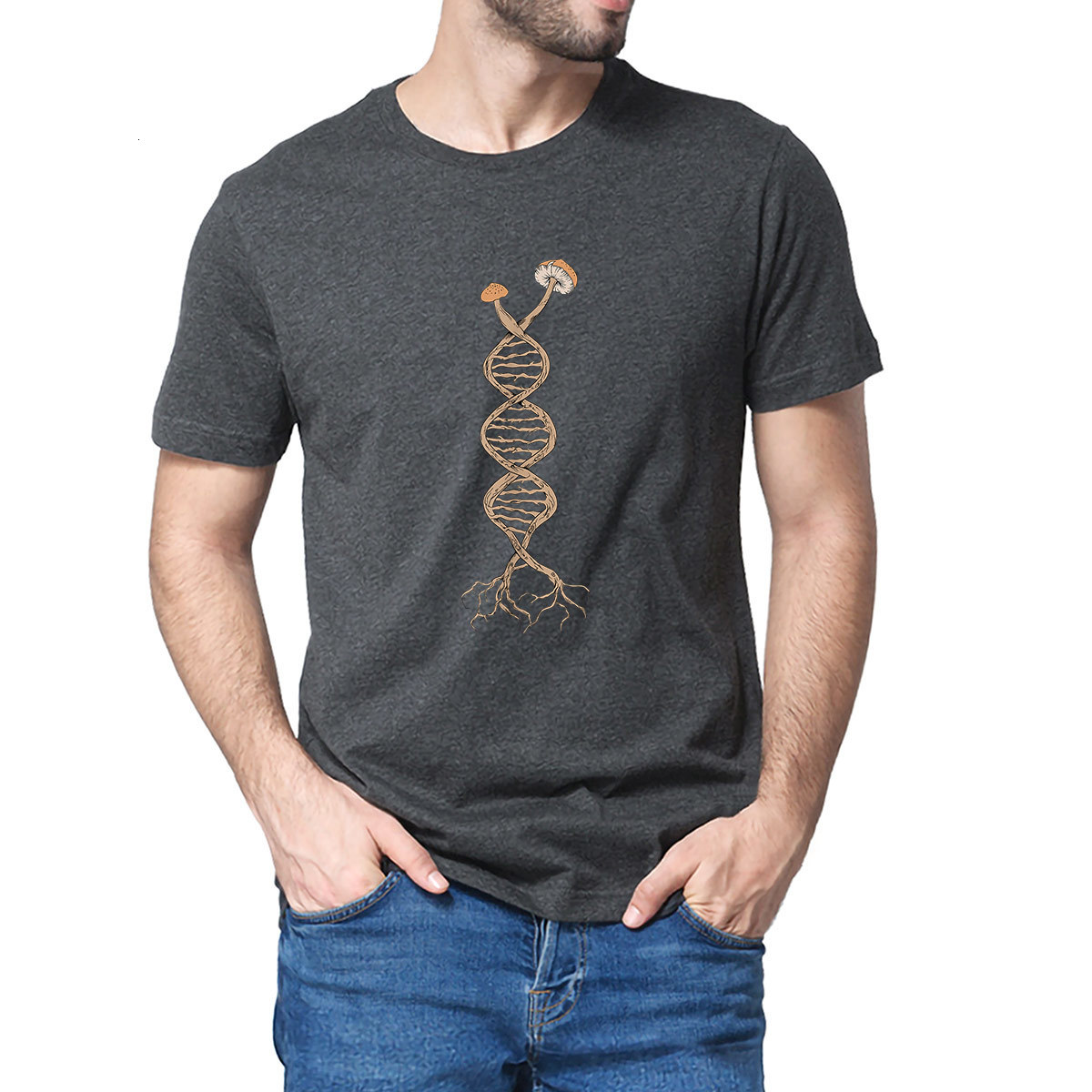 Men's T-Shirts Unisex 100% Selected Mushrooms Spread in My DNA Shroom Fungal Fungi Men's Novels Excessive T-shirts Women's Casual Stree