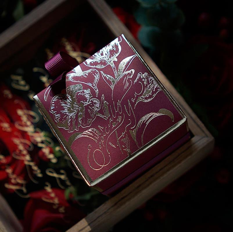 Candy Box Cookie Gift Wrap Romantic Wedding Favors Chocolate Boxes with Ribbon for Bridal Birthday Party Supplies Champaign Gold