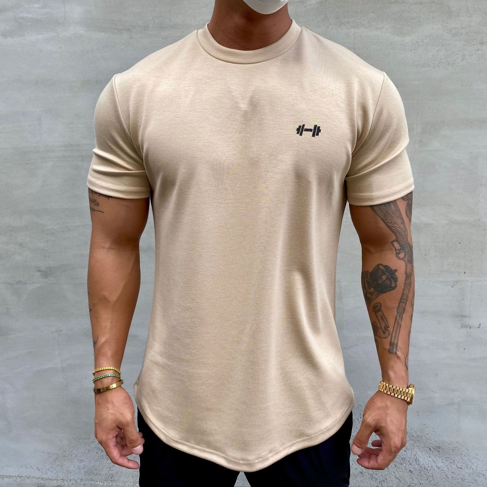 Men's T-Shirts Summer Gym T-shirt Men's Clothing Bodybuilding Fitness Loose Casual Short Sleeve T-shirt Cotton Fashion Muscle T-shirt Men�