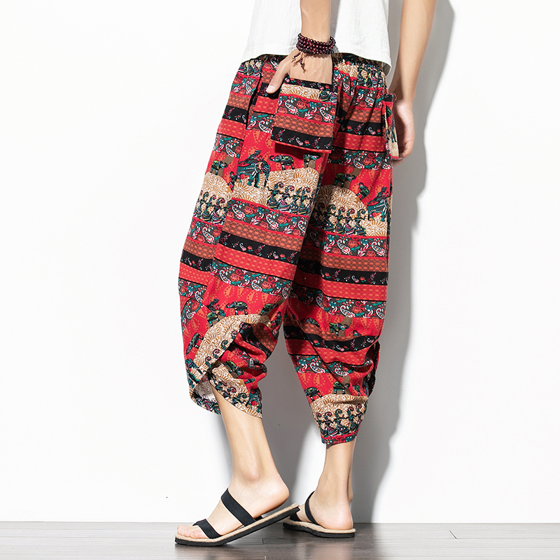 Men's Pants Drop summer cotton harem pants men's casual hip-hop Trousers Cross Bloomers pants jogger street clothing 230407