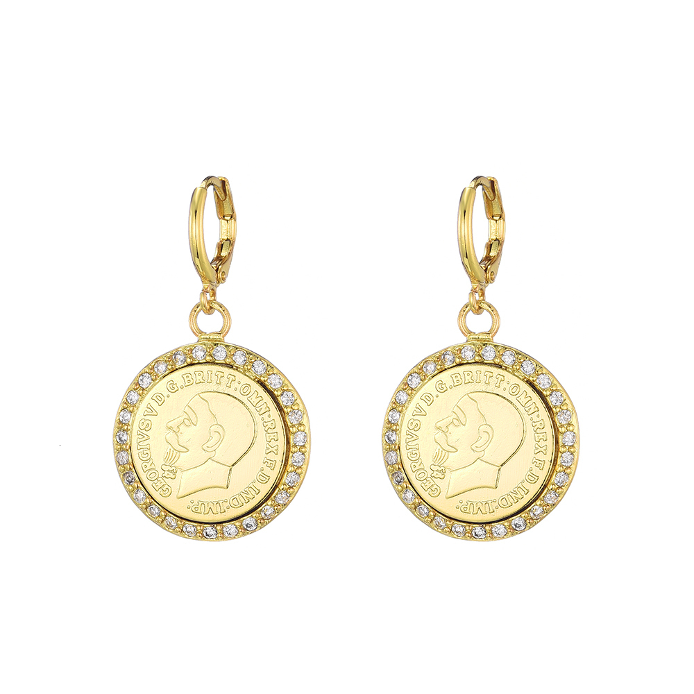 Other Jewelry Sets Ethlyn Gold Color George V Horse Sword Coin Set for Women Pendant Necklace Earring Bangle MY454 230407