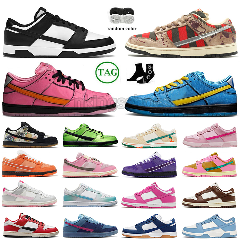 New Designer Low Top Leather Panda Running Shoes For Mens Womens The Powerpuff Girls Black White Jarritos Freedy Krueger UNC Pink Platform Skate OG Sneakers Size 13