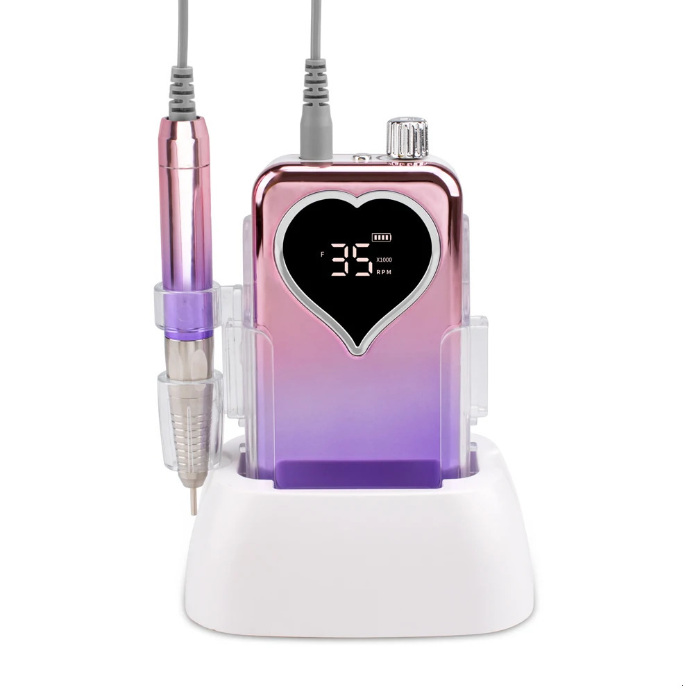Nail Manicure Set UV LED nail lamp nail drill professional manual tool rechargeable wireless 35000 purple salon nail art tool kit 231107