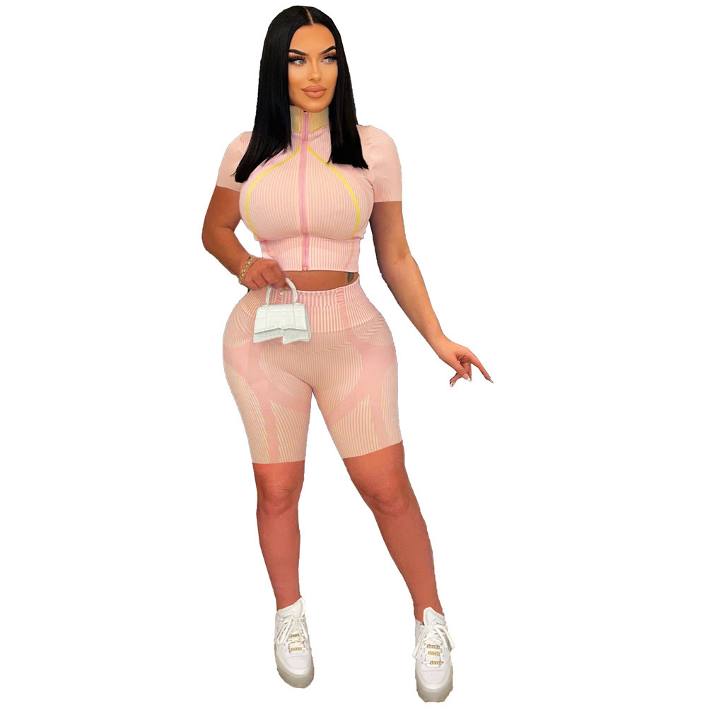 2023 Designer Summer Outfits Women Tracksuits Two 2 Pieces Sets Short Sleeve Jacket and Shorts Matching Sets Sportswear Fitness Yoga Suits Wholesale C