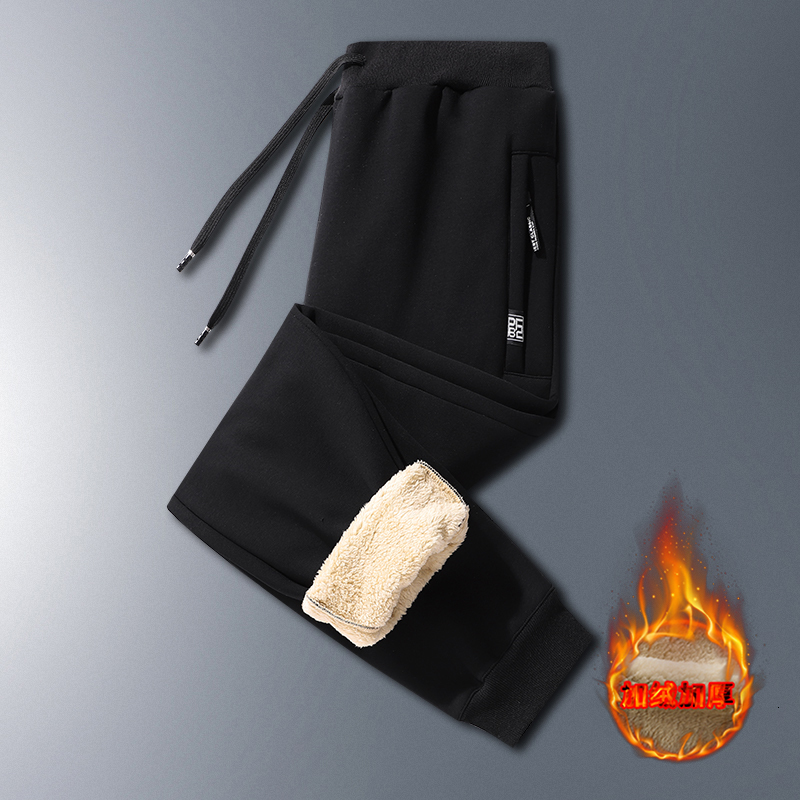 Men's Pants Men's Winter Lambswood Warm Cotton Sports Pants Men's Outdoor Casual Thick Jogging Drawstring Pants High Quality Men's