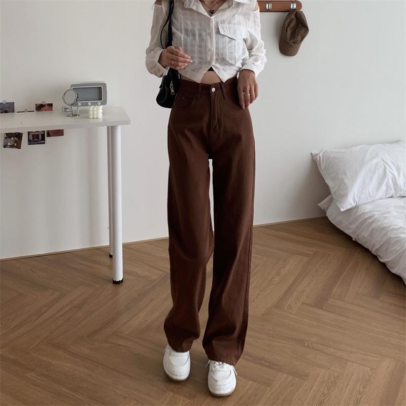 Women's Jeans Summer women's brown jeans loose waist straight wide leg denim women's Y2k casual street clothes vintage luggage suit 230
