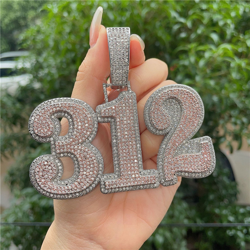 Gold Silver Colors Bling CZ Custom Big Brush Cursive Letters Pendant Necklace with 3mm 24inch Rope Chain for Men Women Gift