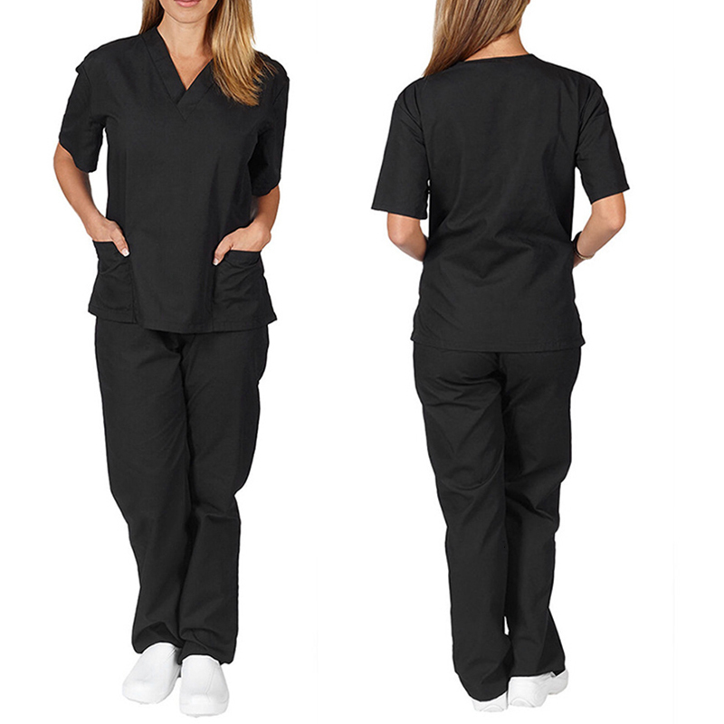 Women s Two Piece Pants High Quality Nurse Uniform Pet Grooming Care Workwear Set Scrubs Operating Room Gown Short Sleeve Elastic 230407
