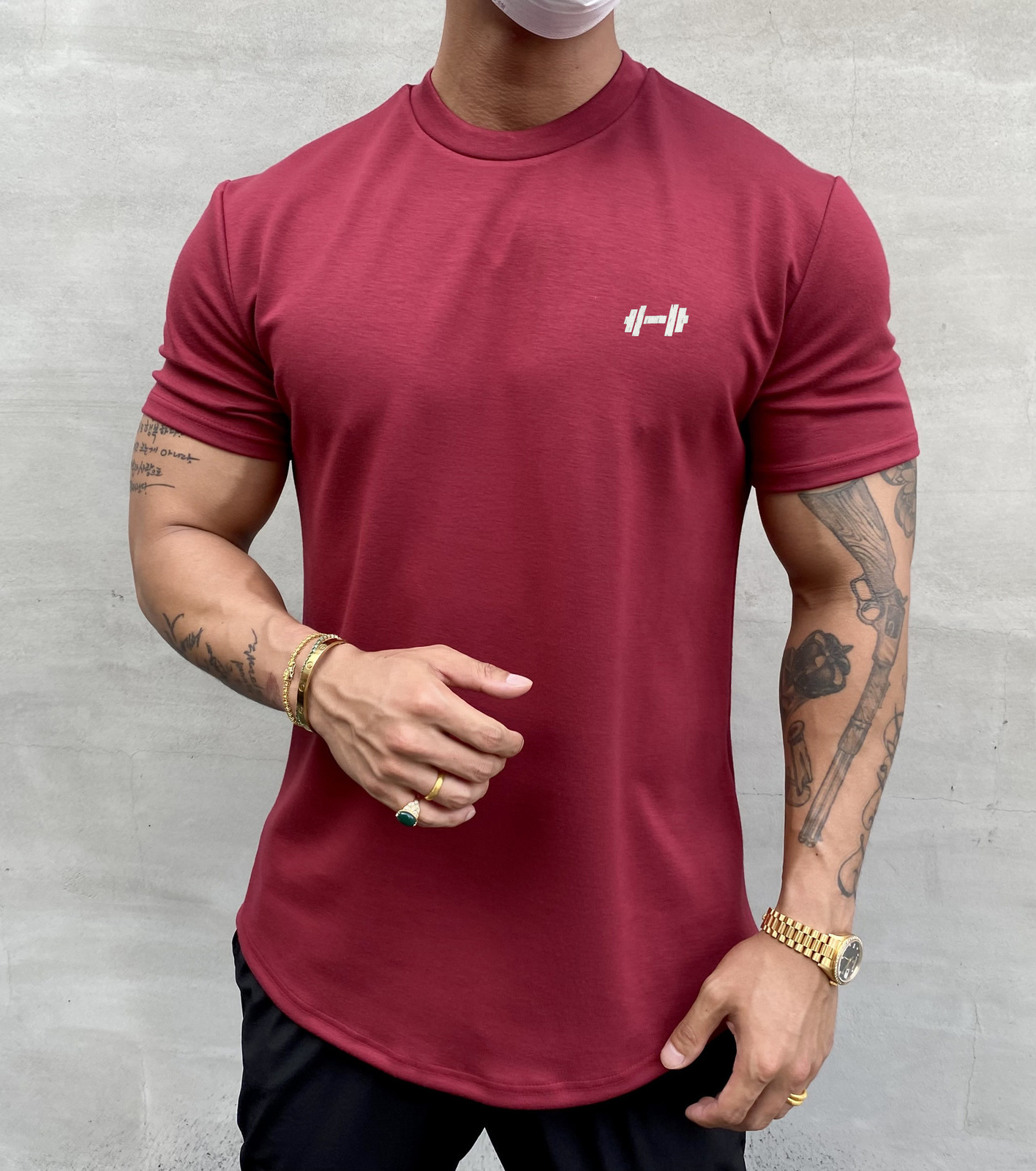 Men's T-Shirts Summer Gym T-shirt Men's Clothing Bodybuilding Fitness Loose Casual Short Sleeve T-shirt Cotton Fashion Muscle T-shirt Men�