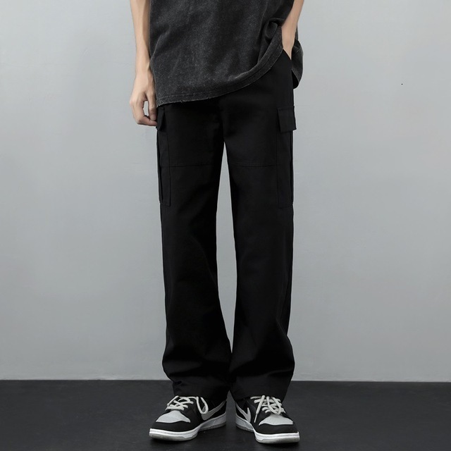 Men's Pants SALSPOR Multi Pocket Trousers Men's Loose Pants Side Button Breathable Printed Sports Pants Loose Casual Cargo Pants 230407