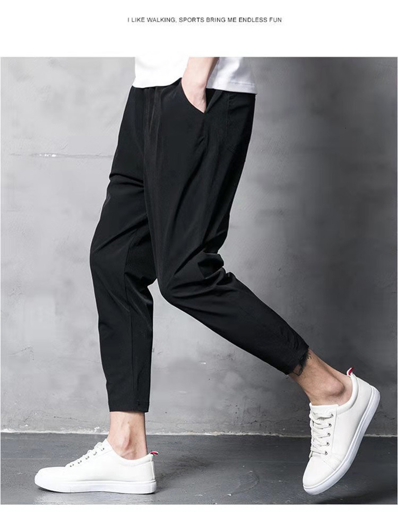 Men's Pants Korean Men's Elastic Casual Pencil Pants Ankle Length Spring Oversize Male Trousers Fashion Streetwear Black khaki Green 230407