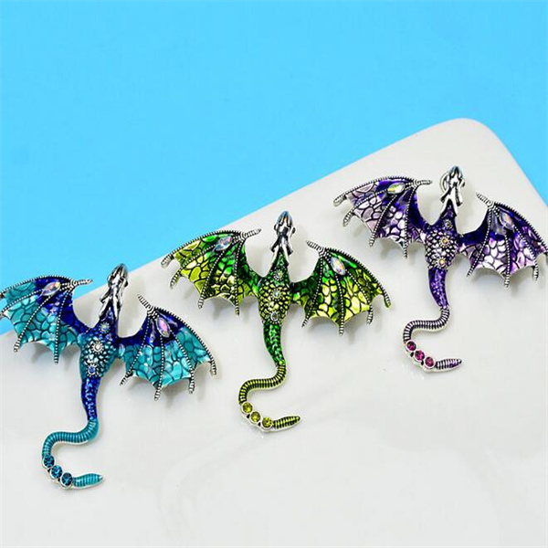 Enamel Fly Dragon Brooch Beautiful Legand Animal Pin 3 Colors Available Winter Jewelry High Quality GC2019