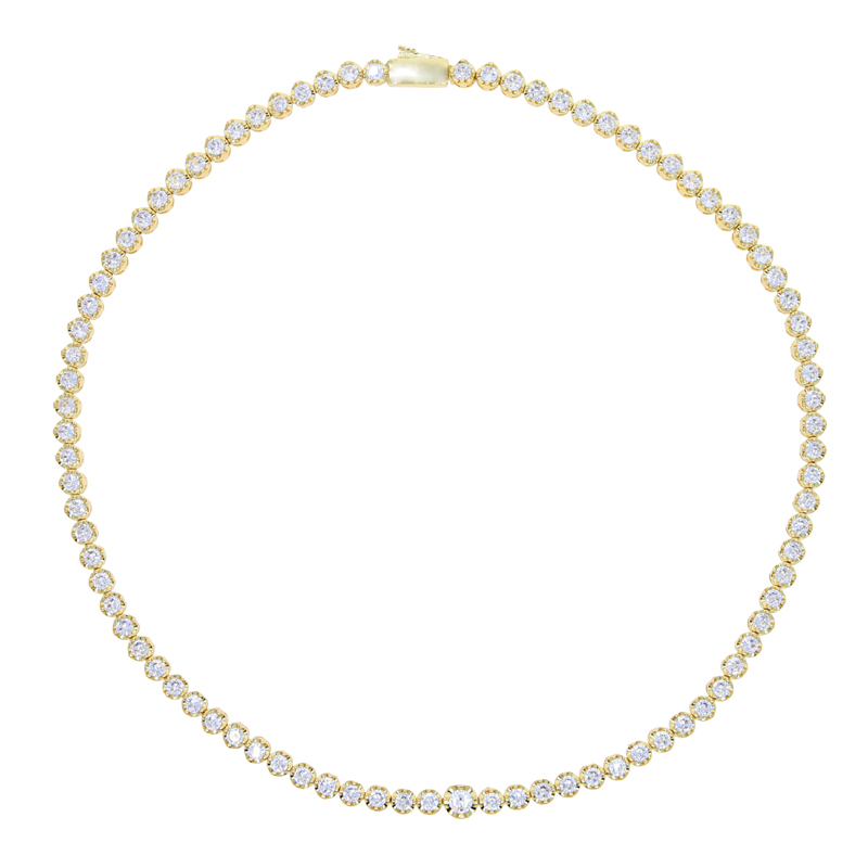 Iced out hip hop necklace paved 5A cz tennis chain choker plated gold silver for women men wedding jewerly drop ship