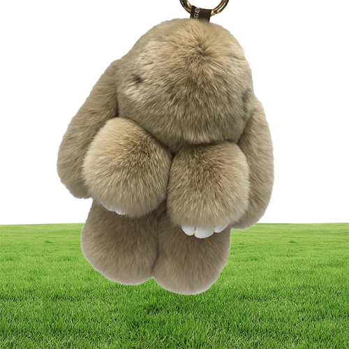 Cute Pluff Bunny Keychain Rex Genuine Rabbit FUR key Chains For Women Bag Toys Doll y Lovely Pompom Keyring Car Key