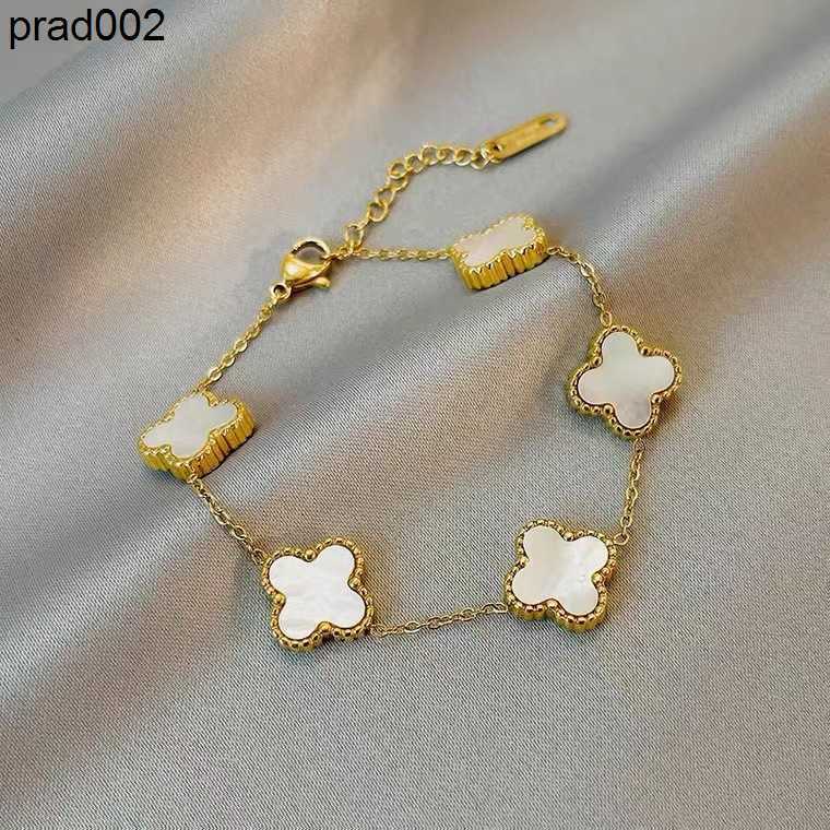 2023 Double Side Clover Charm Bracelet Gold Plating Stainless Steel Jewelry for Women no box