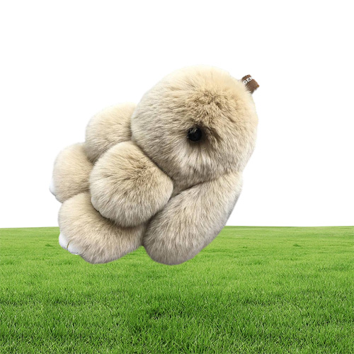 Cute Pluff Bunny Keychain Rex Genuine Rabbit FUR key Chains For Women Bag Toys Doll y Lovely Pompom Keyring Car Key