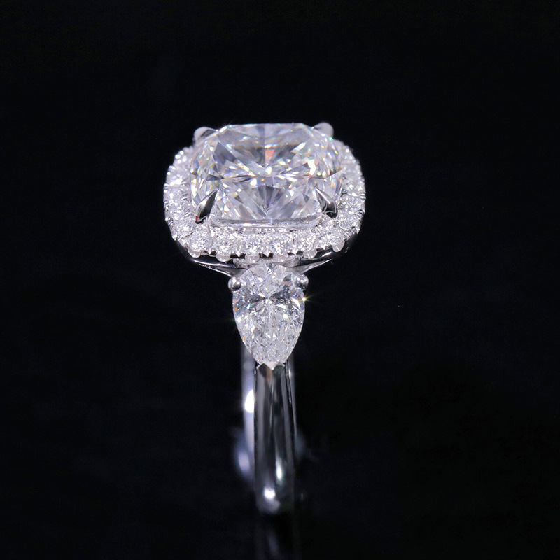 Ins Sparkling Wedding Rings Luxury Jewelry Cushion Shape 5A Cubic Zircon CZ Diamond Gemstones 925 Sterling Silver Women Engagement Open Adjustable Rin