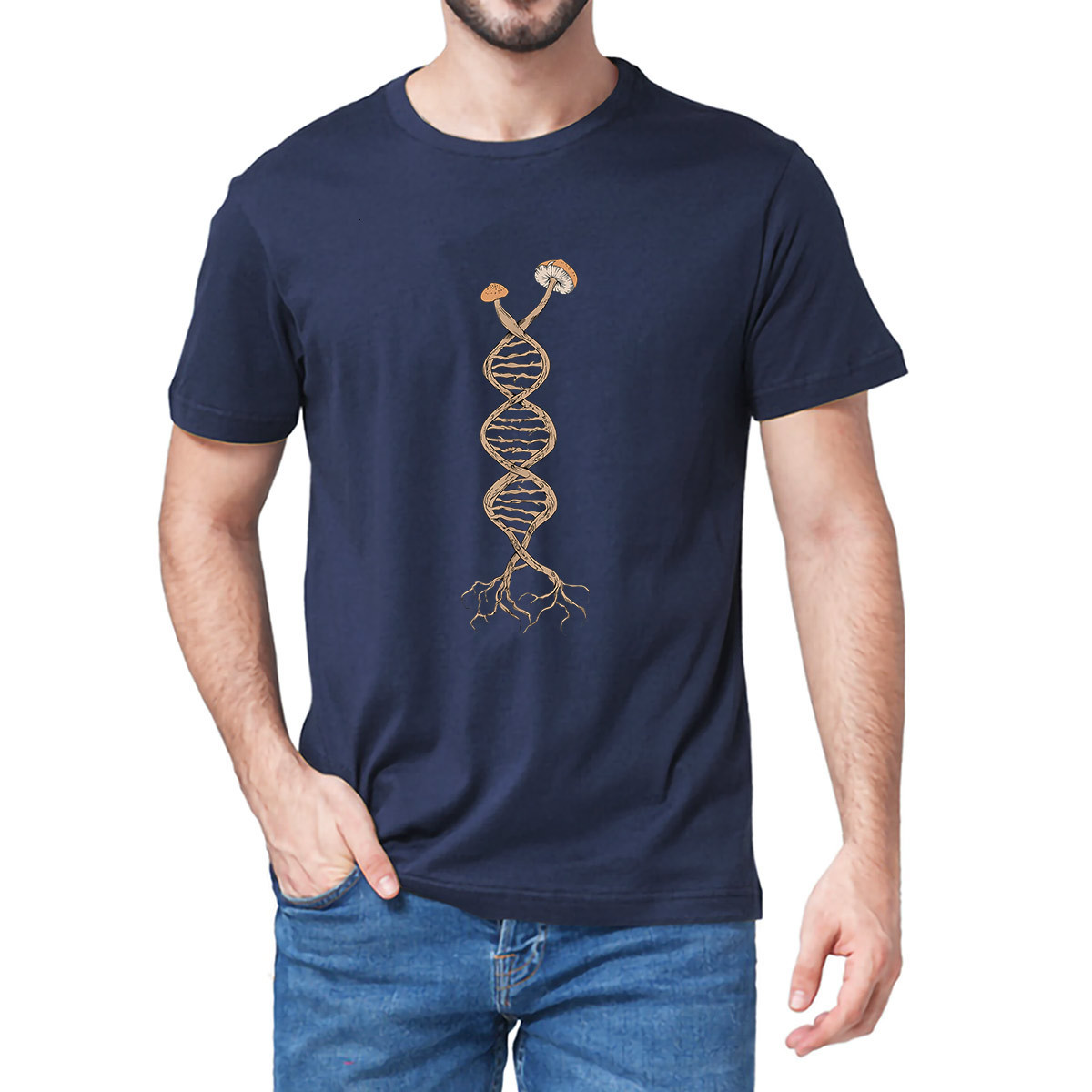 Men's T-Shirts Unisex 100% Selected Mushrooms Spread in My DNA Shroom Fungal Fungi Men's Novels Excessive T-shirts Women's Casual Stree