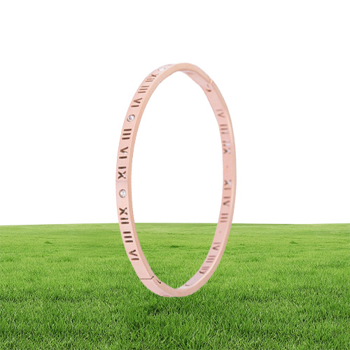 Bangles bracelet designer jewerly Women Hollowedout Roman number bangle Rose gold bracelets for couples with openings
