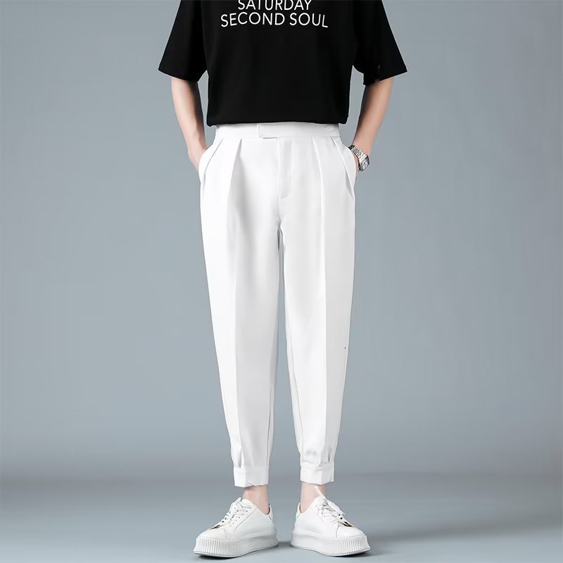 Men's Pants Pleated men's casual harem pants Japanese style fashionable loose fitting pants Harajuku men's feet solid color youth stree