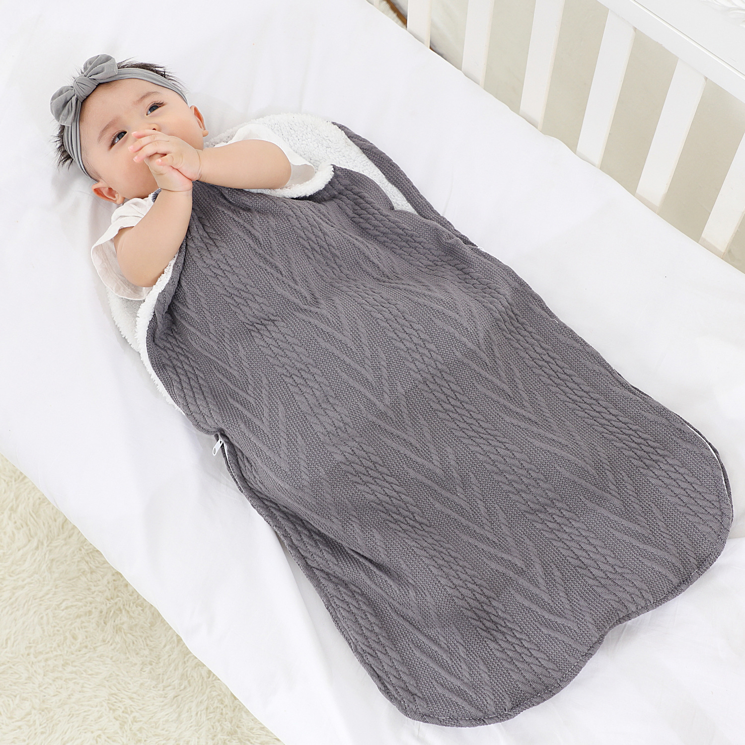 s Baby Plus Velvet Cotton Baby Knitted Swaddle Packaging Baby Cart Blanket 0-12 Months 230407