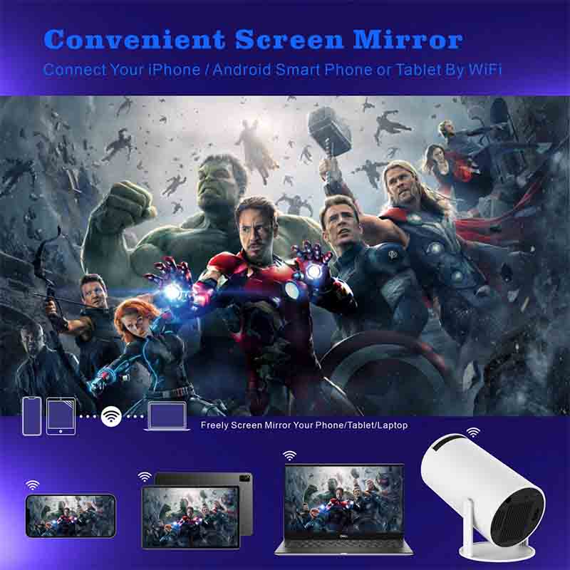 Projectors HY300 Home Theater Projector 4K HD Android 11 Dual WIFI 6.0 120 ANSI BT5.0 1080P 1280*720P Cinema Outdoor Portable Projector