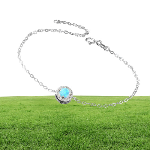 high quality 925 sterling silver anklet handmade blue synthetic opal jewellry bracelets China low s jewleries whole253H