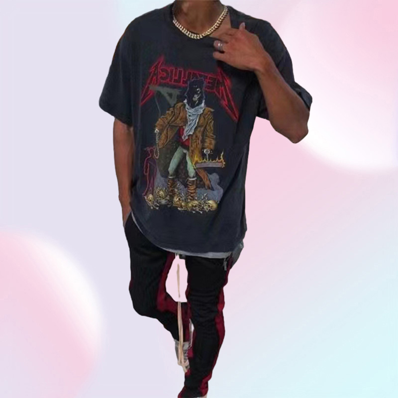 Metallca Band earth washed vintage shortsleeves men women T shirts Rock Tshirts Jerry Style Tshirt Unisex Tees Man Woman Street