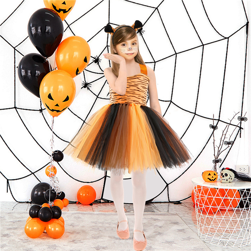 Cosplay Kid Girl Cartoon TUTU Leopard Dress Halloween Cat Zebra Giraffe Animal Cosplay Costume Birthday Party Christmas Outfit 230406