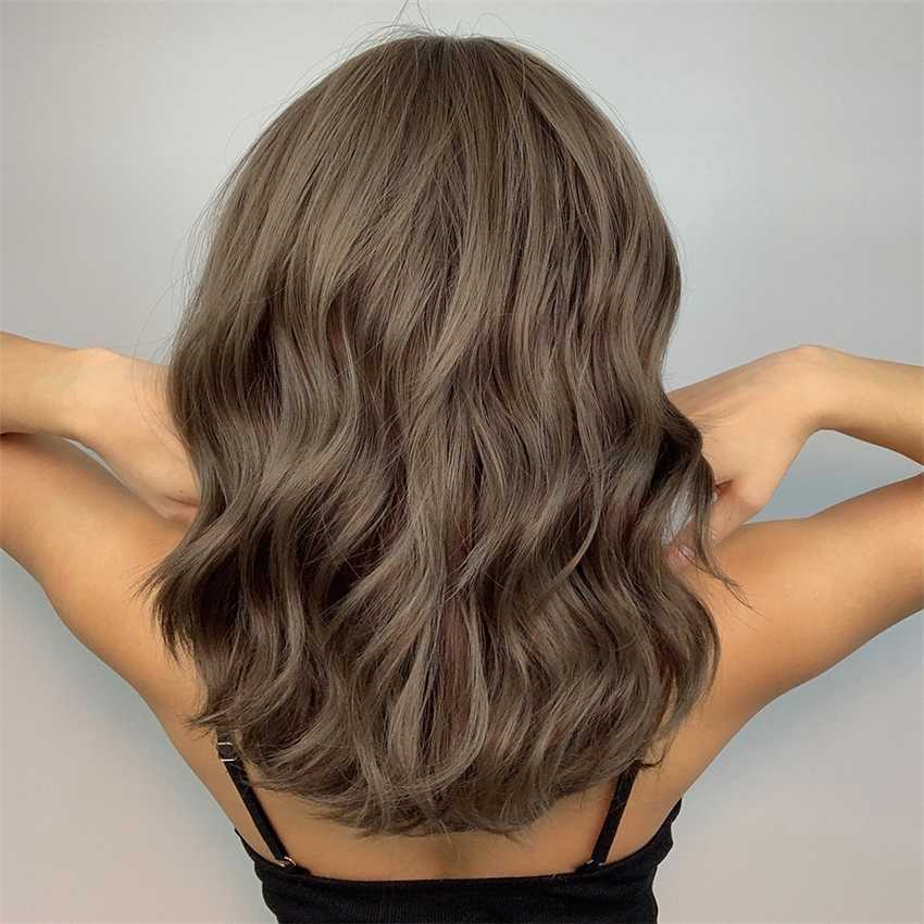 Synthetic Wigs Easihair Brown Wavy Short Bob Wigs for Women with Bangs Synthetic Medium Length Cute Daily Natural Hair Wig Heat Resistant 230227