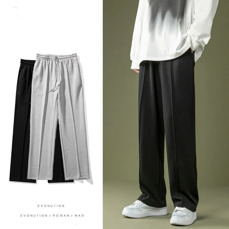 Men's Pants Men's Straight Back Pants Men's South Korean student movement Pants Solid Loose Casual Trousers Autumn Street Clothing Men&