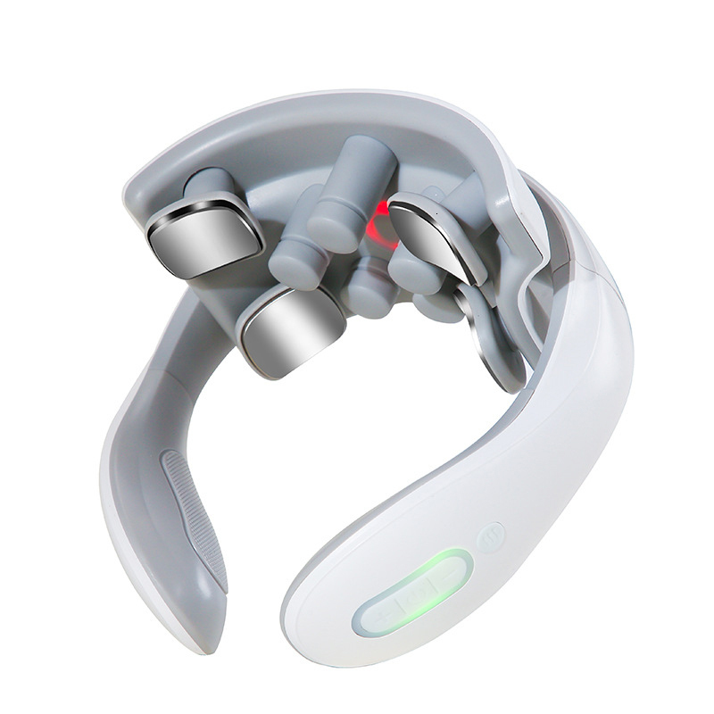 Back Massager Smart Neck Electric Vibration Pulse Cervical Rechargeable Heating Voice Massage Pain Relief Relax 230406