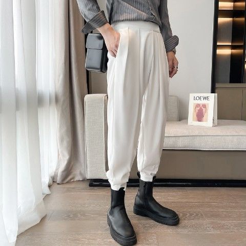 Men's Pants Stacked Pants Street Men's Trousers Jogger Casual Trousers Harajuku Korean Motorcycle Conical Men's Jacket Pants 230407