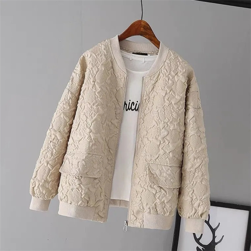 Women's Jacket's s Solid Color Ladies Short Baseball 2023 Korean Spring Casual White Top Female Cardigan Zipper Fashion 230406