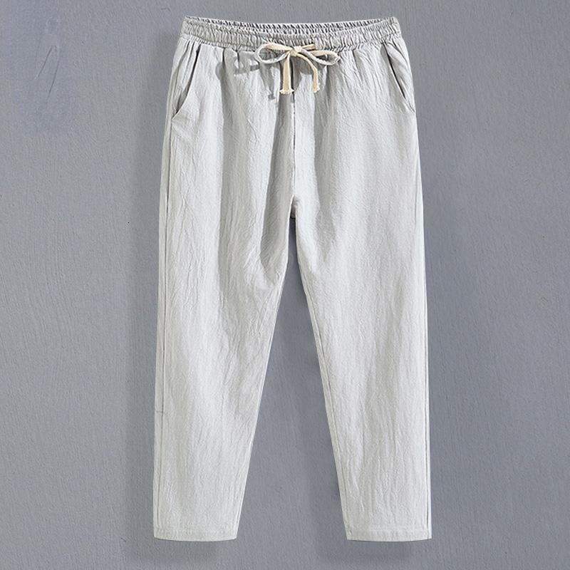 Men's Pants Men's Summer Linen Cut Men's Loose Straight Leg Relaxed Thin Cotton Linen Ankle Pants Trend 5XL Size Pants 230407