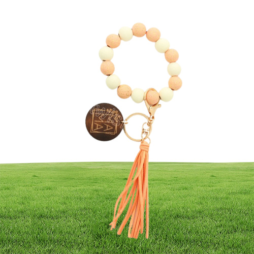 MOTHER039s Day Letters Printing Wooden Silicone Bead Bracelet keychain Fashion Cnady Color Leopard Wristlet Beads Womens Bracel